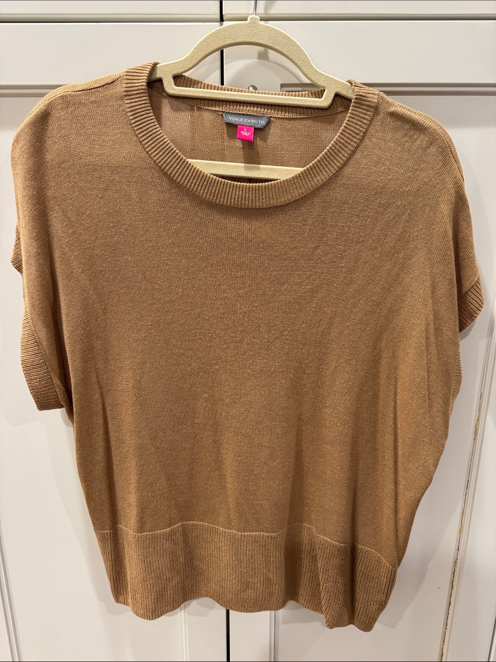 Vince Camuto Camel Short Sleeve Knit Top